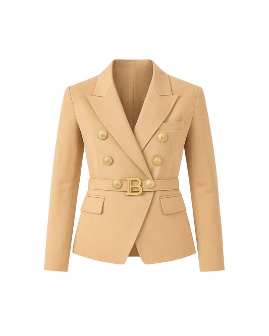 Giacca Balmain Donna | Modello Blazer Doppiopetto | Beige Balmain