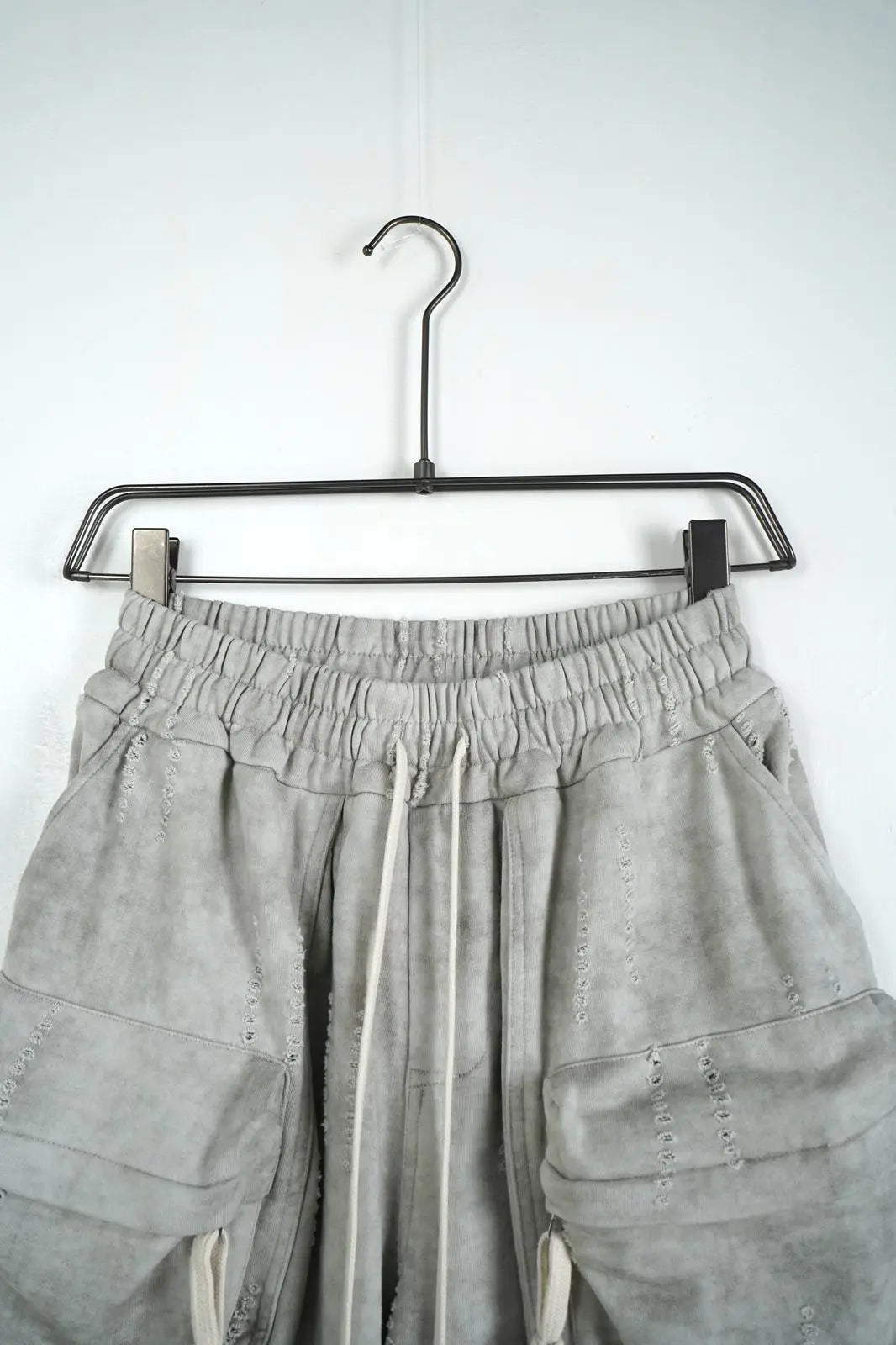 Pantaloncini Duca Homme Uomo | Bermuda Cargo | Slavato con Strappi | Grigio Ghiaccio