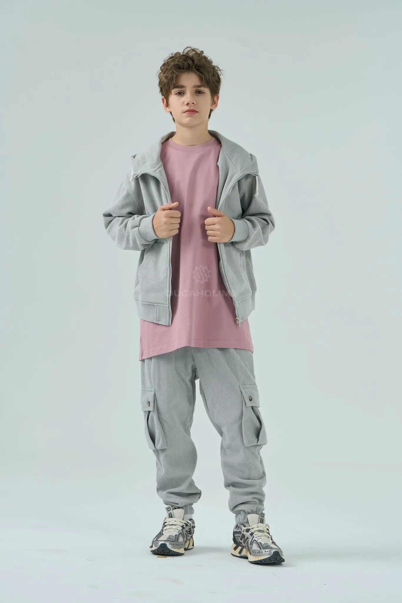 Completo Duca Homme Bambino | Felpa Zip e Cargo | Velluto a Righe Duca Homme