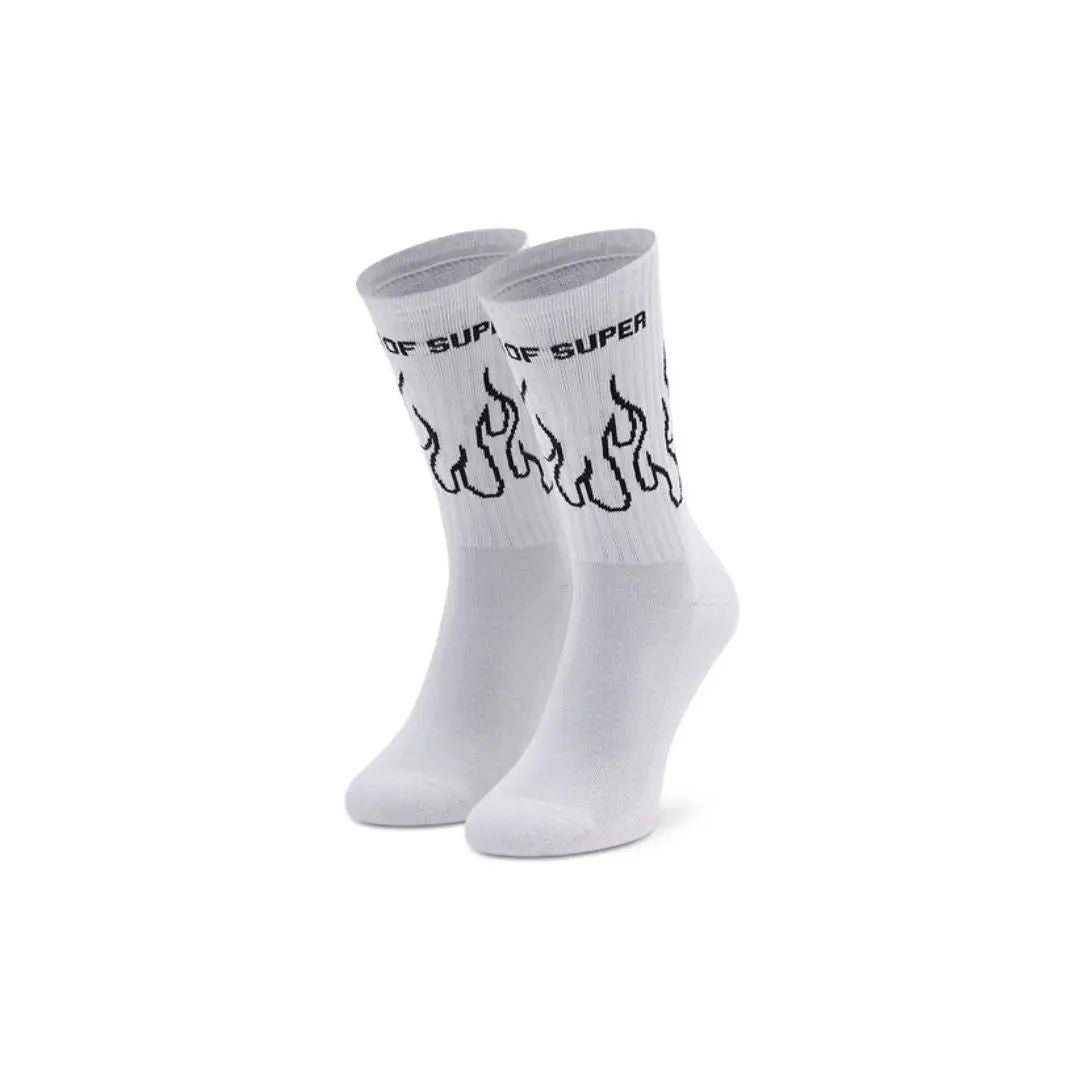 Vision Of Super | Calzini in Spugna con Fiamme | Bianco | Outlet Vision Of Super