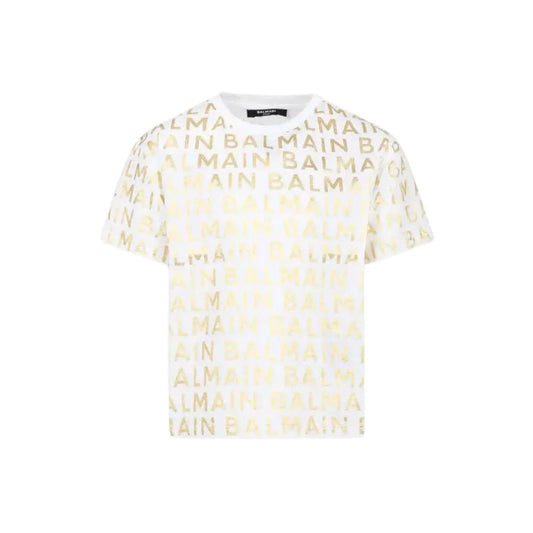 T Shirt Balmain | Logo Oro | Oversize | Bianco Balmain