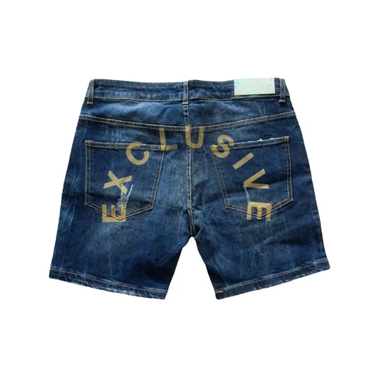Exclusive Paris | Pantaloncini In Jeans con Logo Oro | Outlet Exclusive Paris