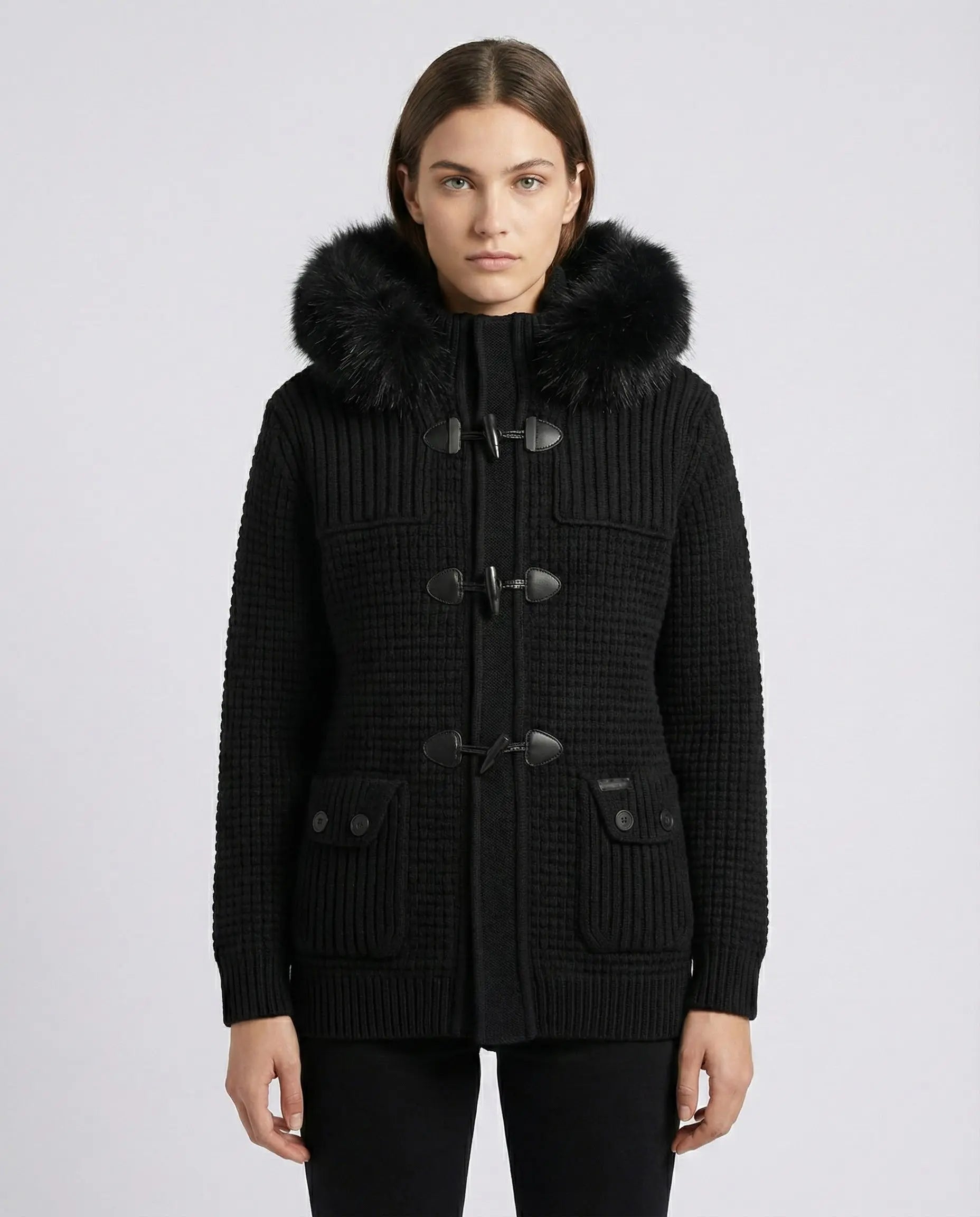 giubbotto bark nero con pelliccia dsquared2 uomo donna disclaimer balmain