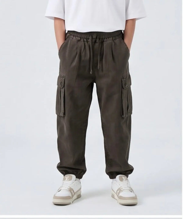 Pantaloni Cargo Bambino Duca Homme Stone Wash Marrone