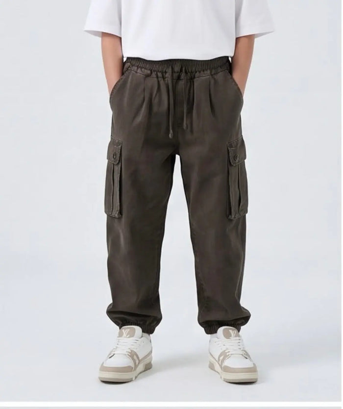Pantaloni Cargo Bambino Duca Homme Stone Wash Marrone Duca Homme