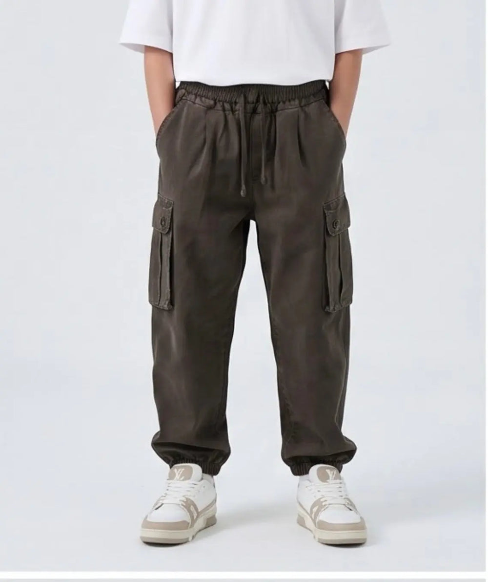Pantaloni Cargo Bambino Duca Homme Stone Wash Marrone Duca Homme