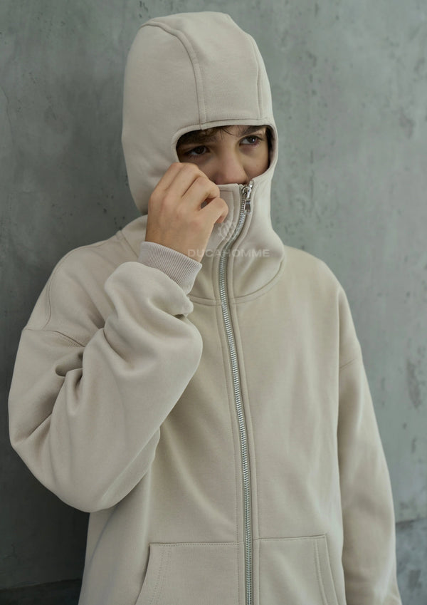 Felpa Bambino Duca Homme Con Cappuccio Full Zip Balaclava Beige