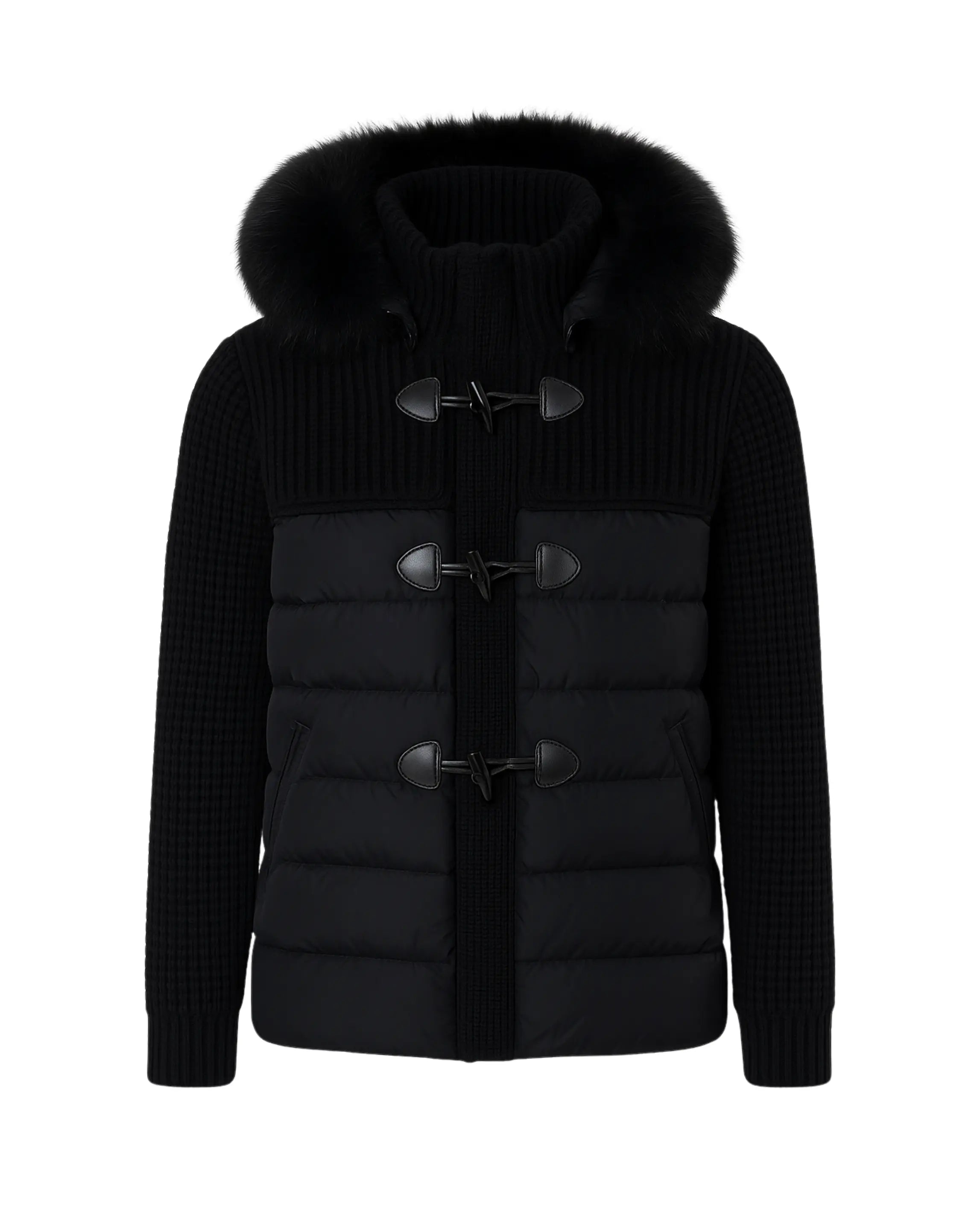 Bark Nero con Pelliccia | Piumino con Tasche | Uomo e Donna Bark