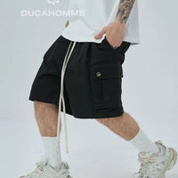 bermuda pantalone estivo cotone effetto lavato nero lacci tasche laterali duca homme uomo 1