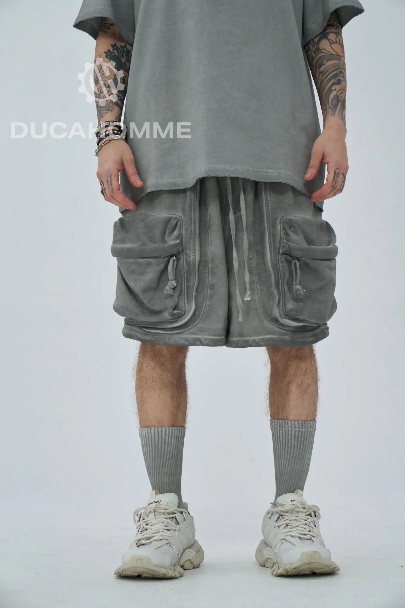 bermuda pantalone estivo cotone effetto lavato lacci tasche frontali duca homme 1