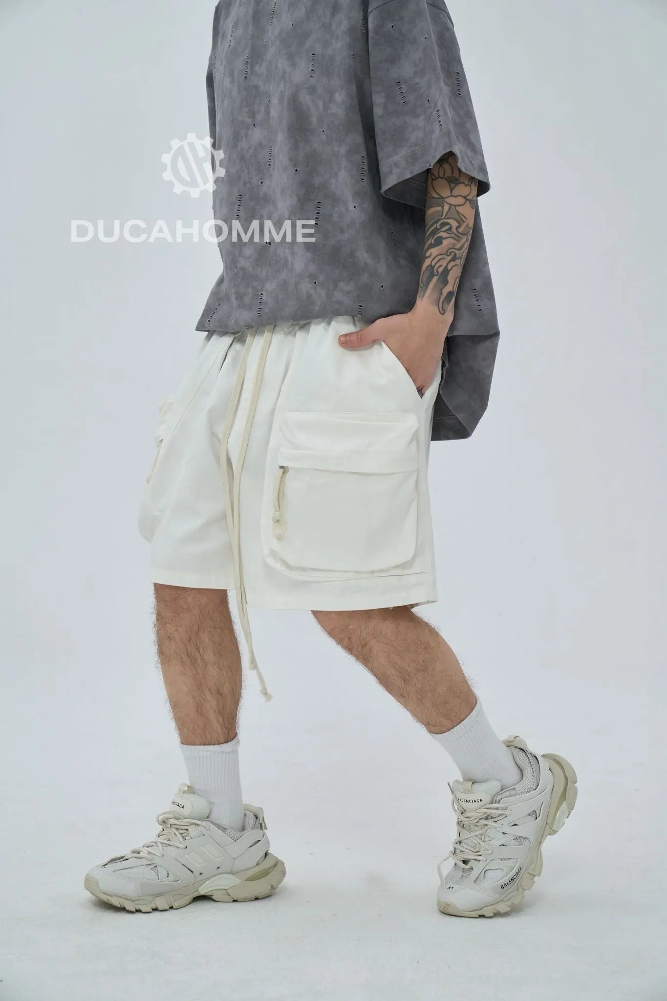bermuda pantalone estivo cotone lacci tasche frontali duca homme 1