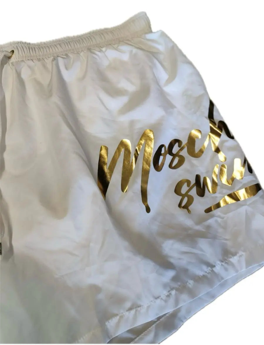 Costume Moschino Uomo | Modello Boxer con Logo Oro | Bianco Moschino