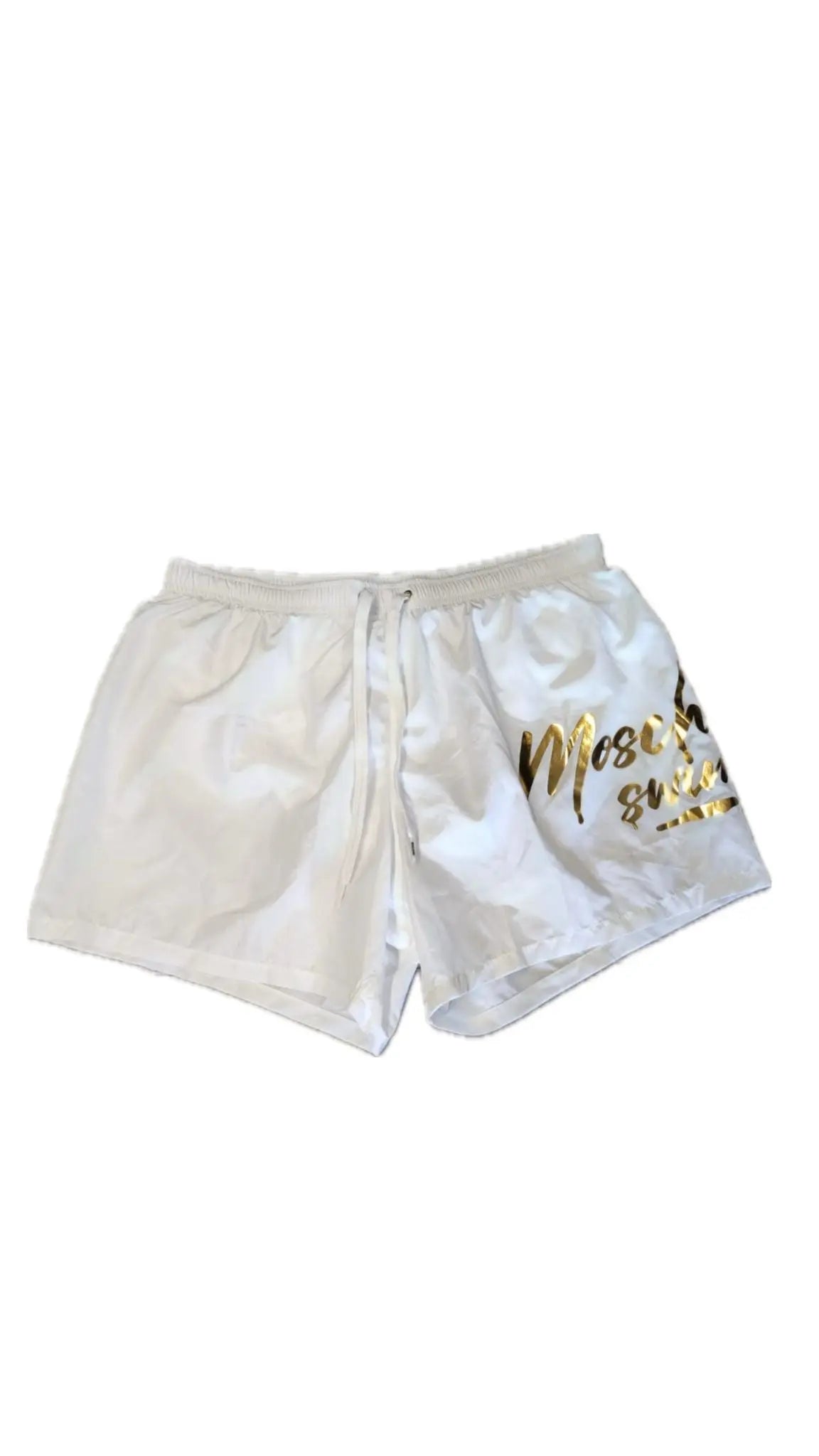 Costume Moschino Uomo | Modello Boxer con Logo Oro | Bianco Moschino