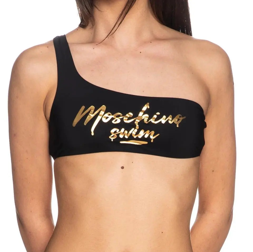 bikini moschino nero 2 pezzi logo oro donna