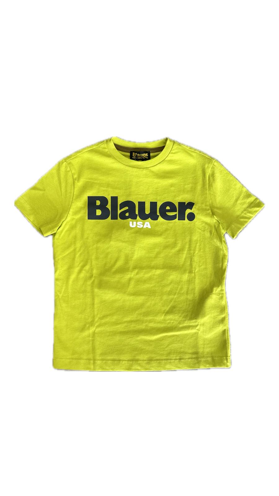 t-shirt blauer logo bambino giallo