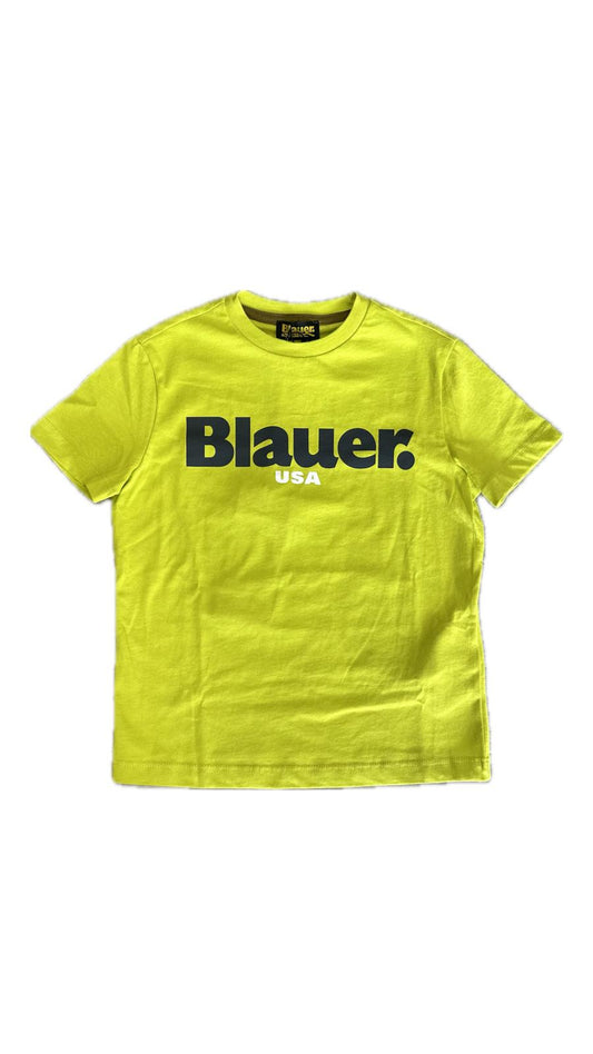 t-shirt blauer logo bambino giallo