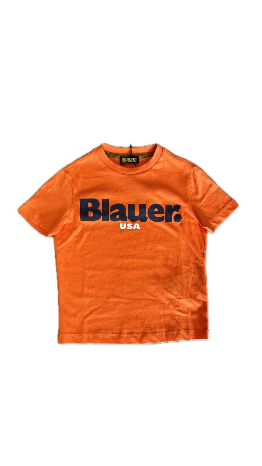 t-shirt blauer logo bambino arancio