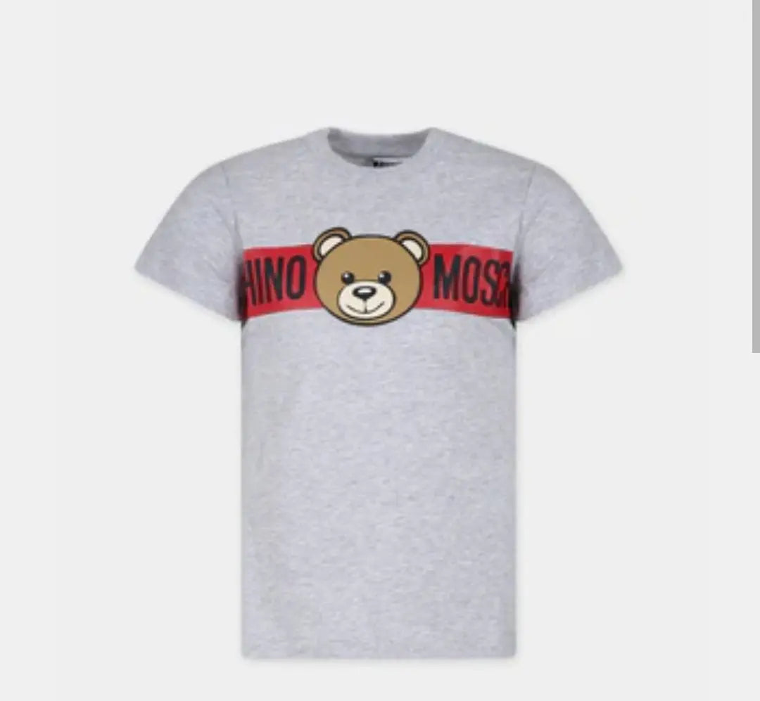 T Shirt Moschino Kids | Unisex | Banda Logo Orsetto Toy | Grigio Moschino Kids
