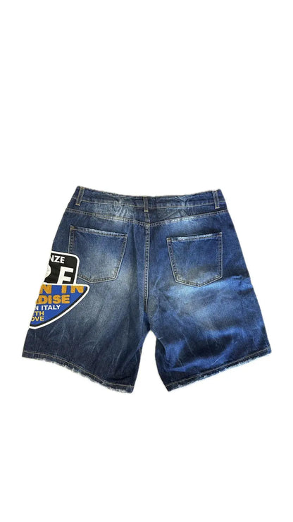 Pantaloncini Jeans G2 Firenze Uomo | Effetto Slavato Con Patch Logo