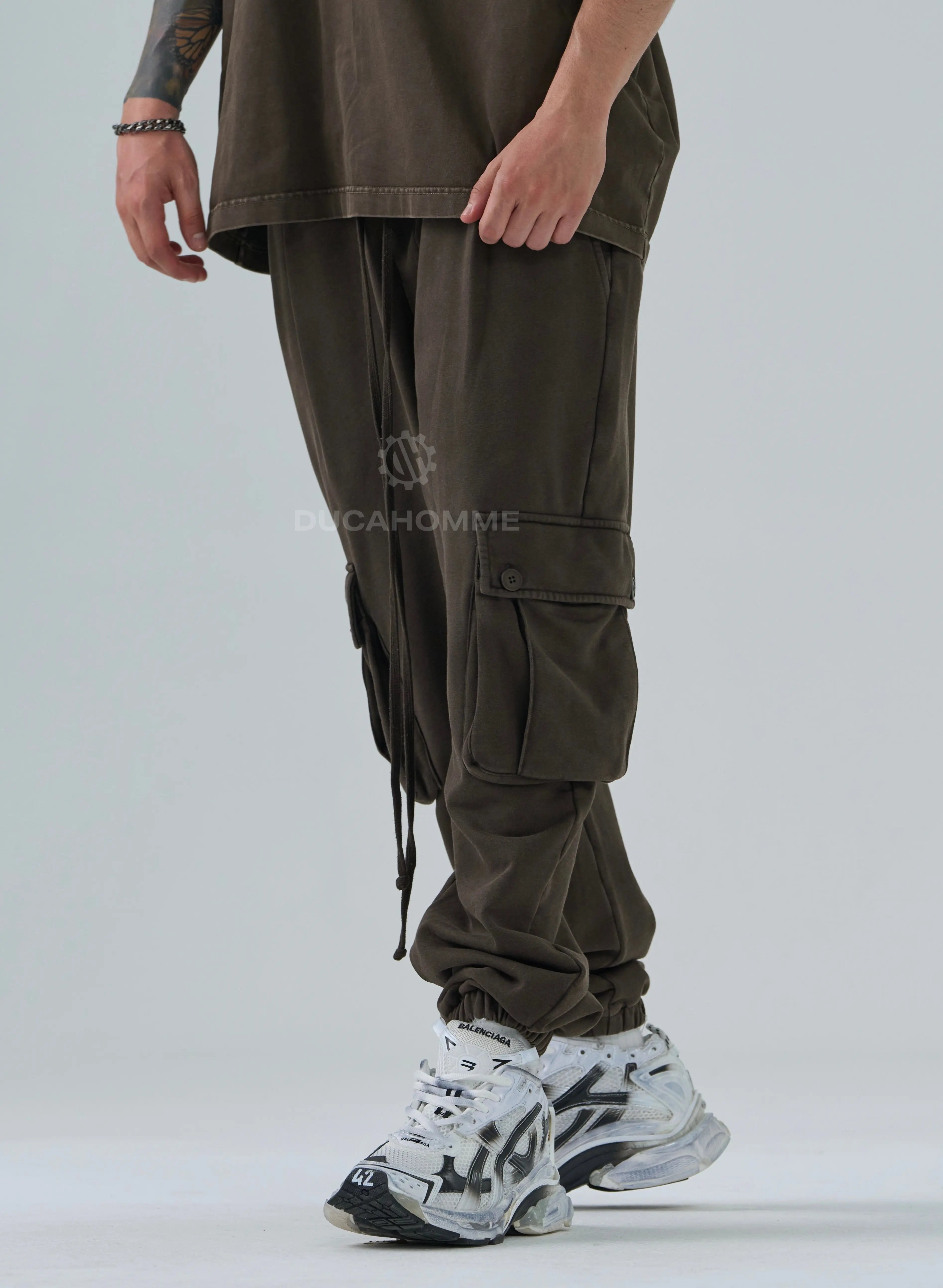 Pantalone Tuta Duca Homme Uomo |Marrone Slavato Duca Homme