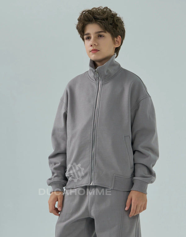 Felpa Bambino Duca Homme Full Zip Grigio Chiaro