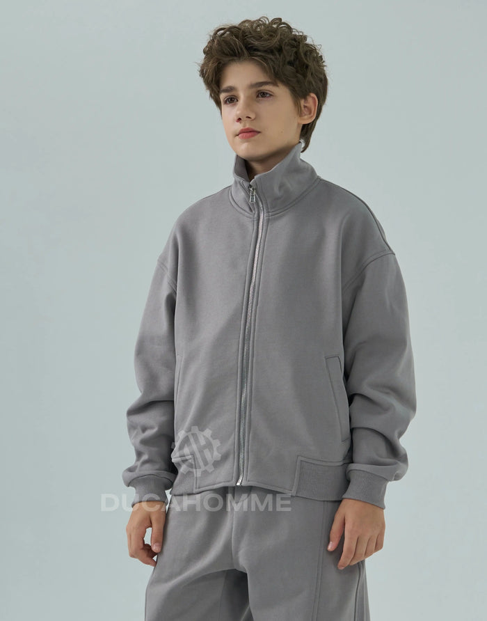 Felpa Bambino Duca Homme Full Zip Grigio Chiaro Duca Homme