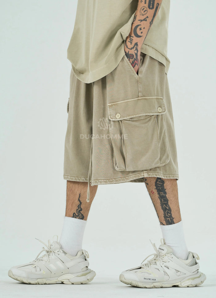 Pantaloncini Cargo Duca Homme Slavati Beige Duca Homme