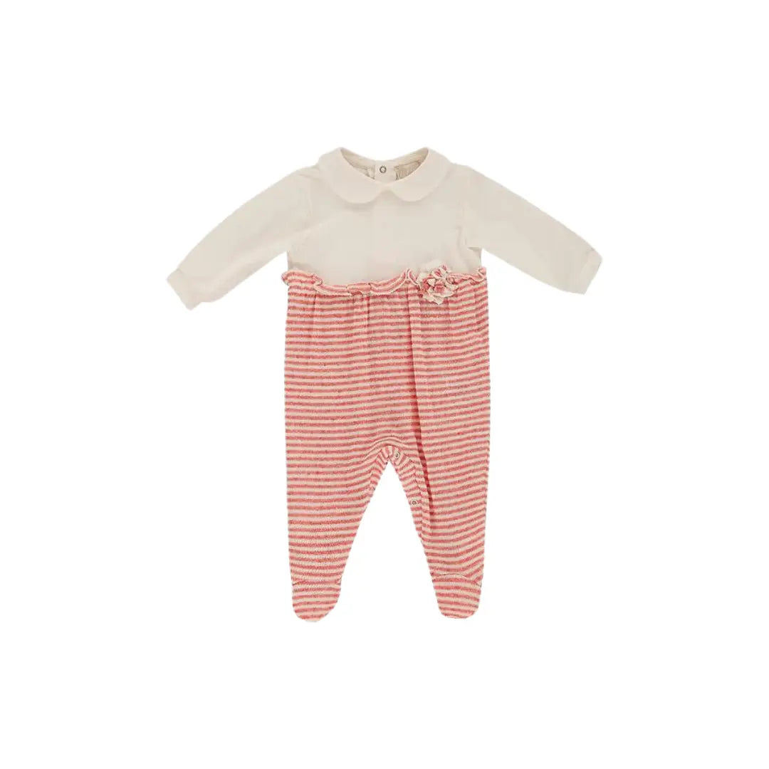 TUTINA IN MAGLIA LINOCOTONE CON ROUCHE E FANTASIA A RIGHE DA NEONATA LALALU' (8945778000212) (9669967544647)