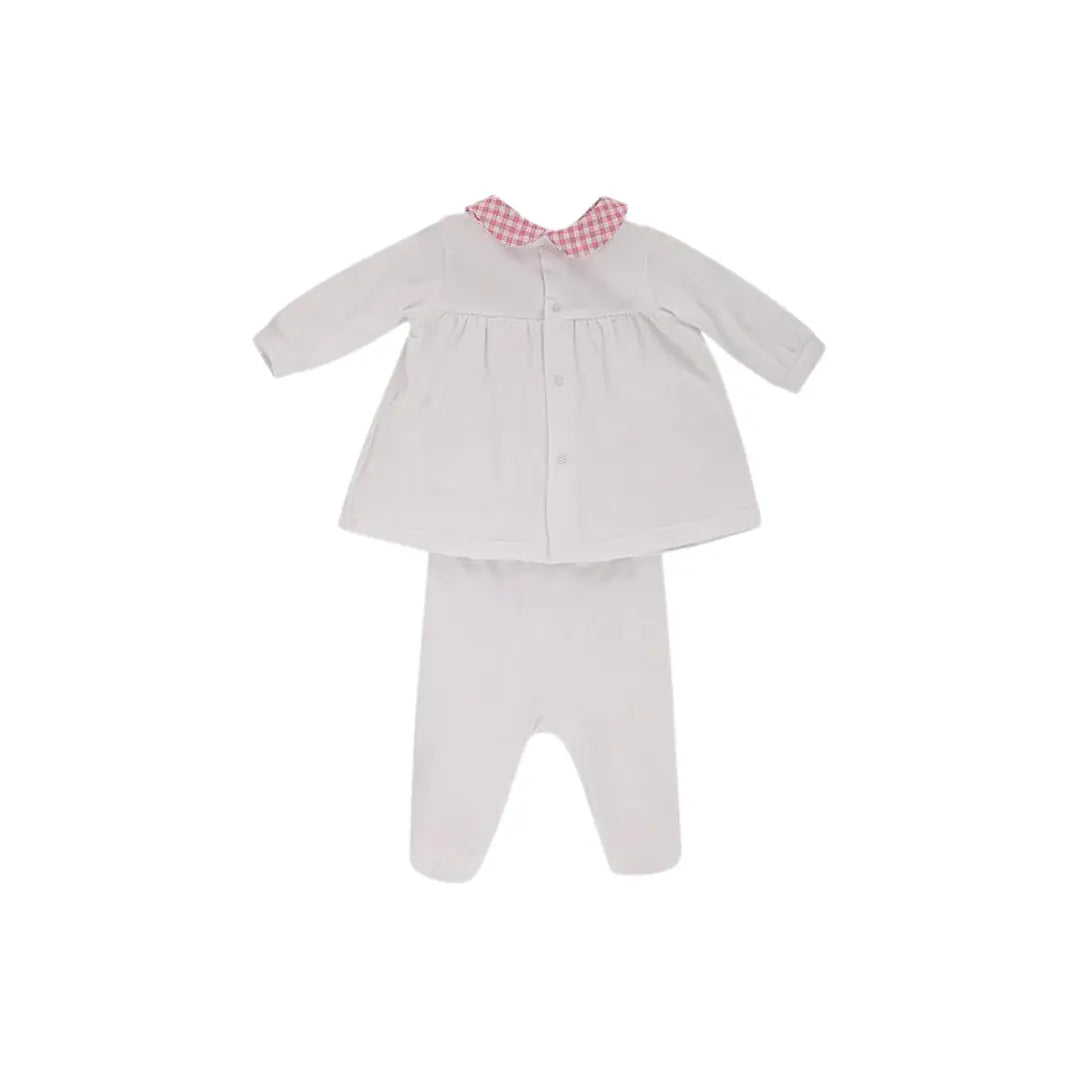COMPLETINO IN JERSEY BIELASTICO CON DETTAGLI VICHY DA NEONATA LALALU' (8945798906196) (9669967348039)