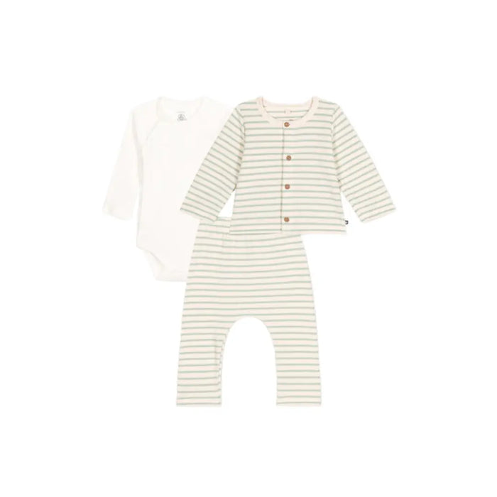 COMPLETO 3 PEZZI BEBÈ IN SPUGNA BOUCLETTE BEBÈ PETIT BATEAU (8945423221076) (9670047760711)