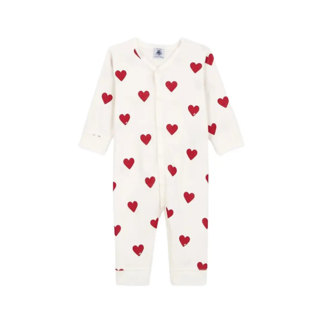 TUTINA PIGIAMA SENZA PIEDI BEBÈ IN COTONE MOTIVO CUORE PETIT BATEAU (8853568782676) (9670056214855)