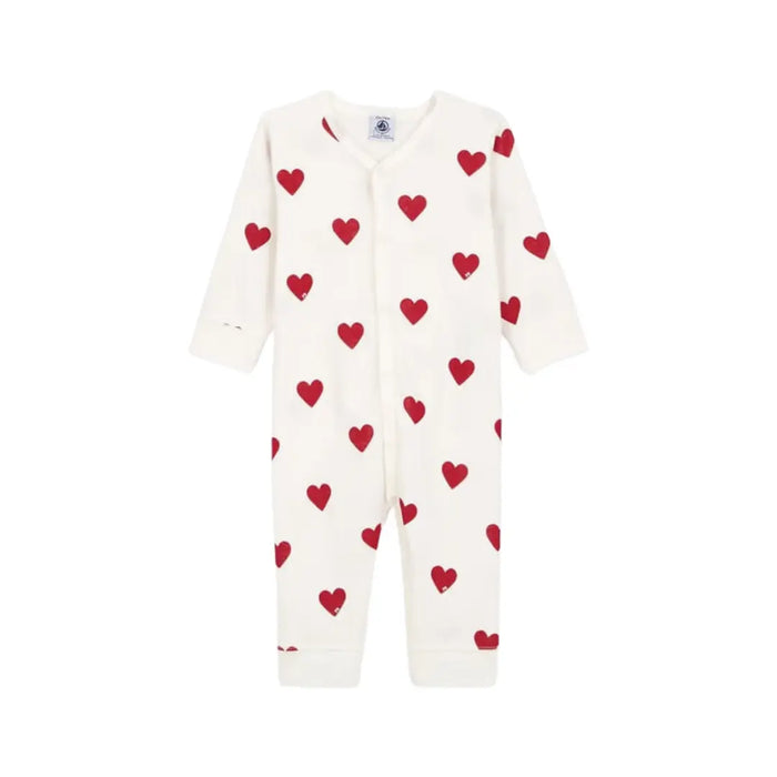 TUTINA PIGIAMA SENZA PIEDI BEBÈ IN COTONE MOTIVO CUORE PETIT BATEAU (8853568782676) (9670056214855)