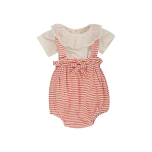 COMPLETO PAGLIACCETTO E BODY CON COLLETTO DA NEONATA LALALU'