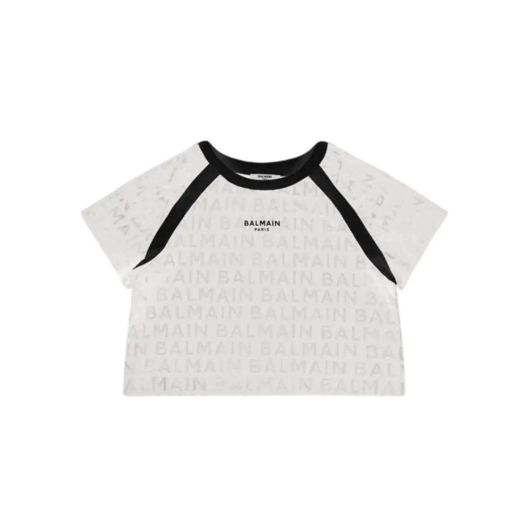 T-SHIRT CROP LOGO ALLOVER BALMAIN (8883314131284) (9669880381767)