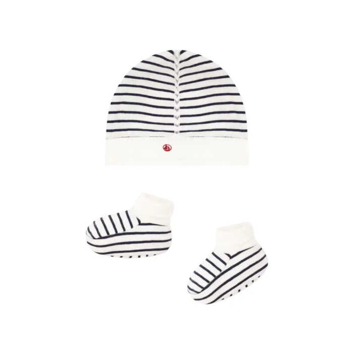 SET CAPPELINO E SCARPETTE DA CULLA A RIGHE PETIT BATEAU (8853771354452) (9670054379847)