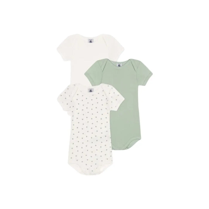 CONFEZIONE DA 3 BODY BEBÈ A MANICHE CORTE IN COTONE PETIT BATEAU (8865252082004) (9670051103047)