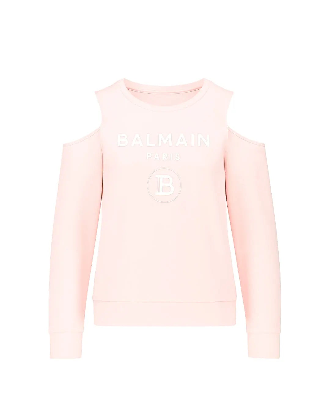 Felpa Balmain Donna | Logo | Senza Spalle | Rosa Balmain