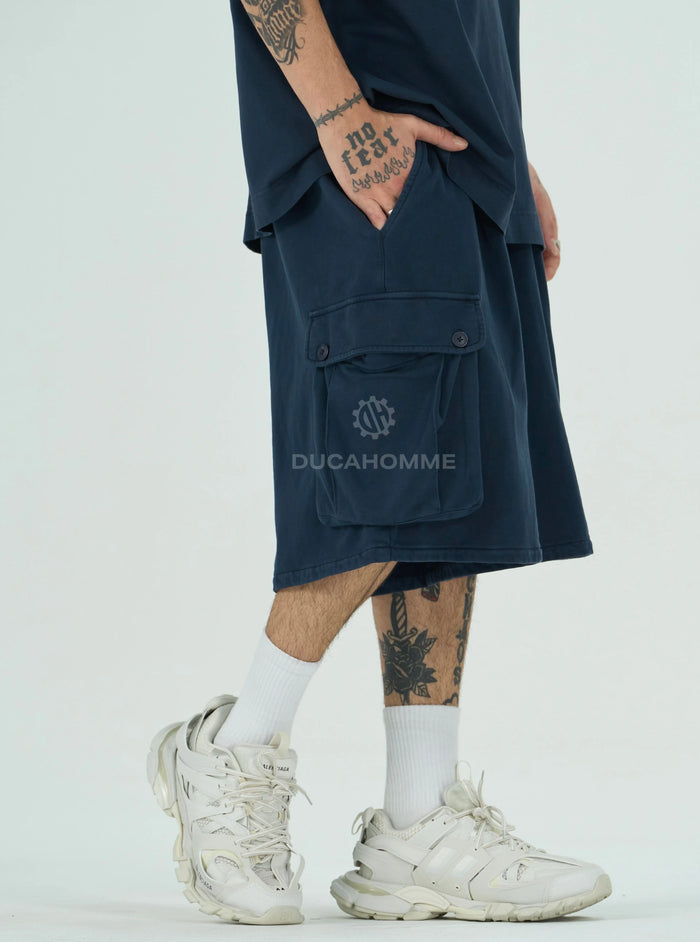 Pantaloncini Cargo Duca Homme Slavati Blu Duca Homme