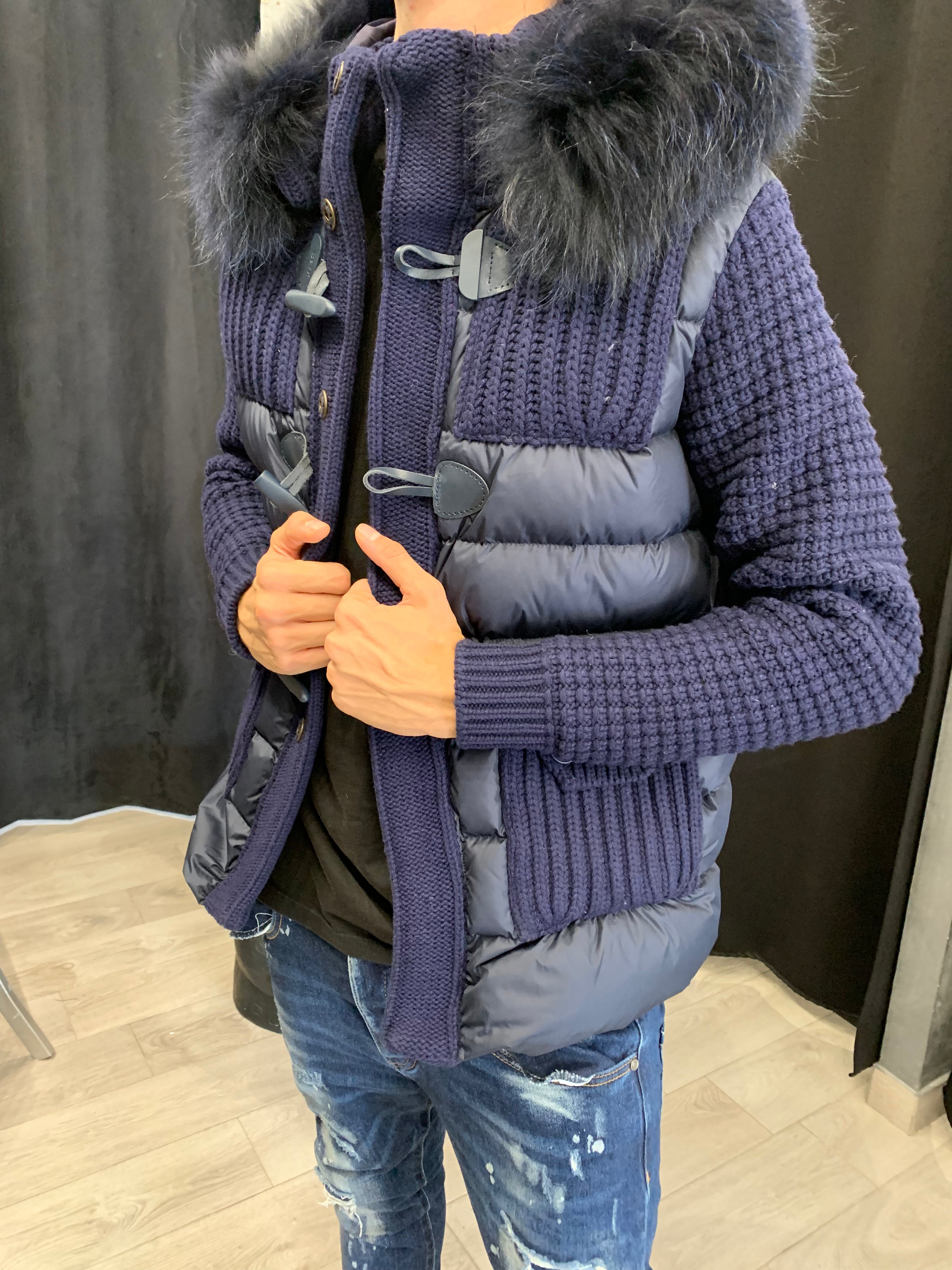 Bark Blu con Pelliccia Piumino Unisex Uomo e Donna Outlet