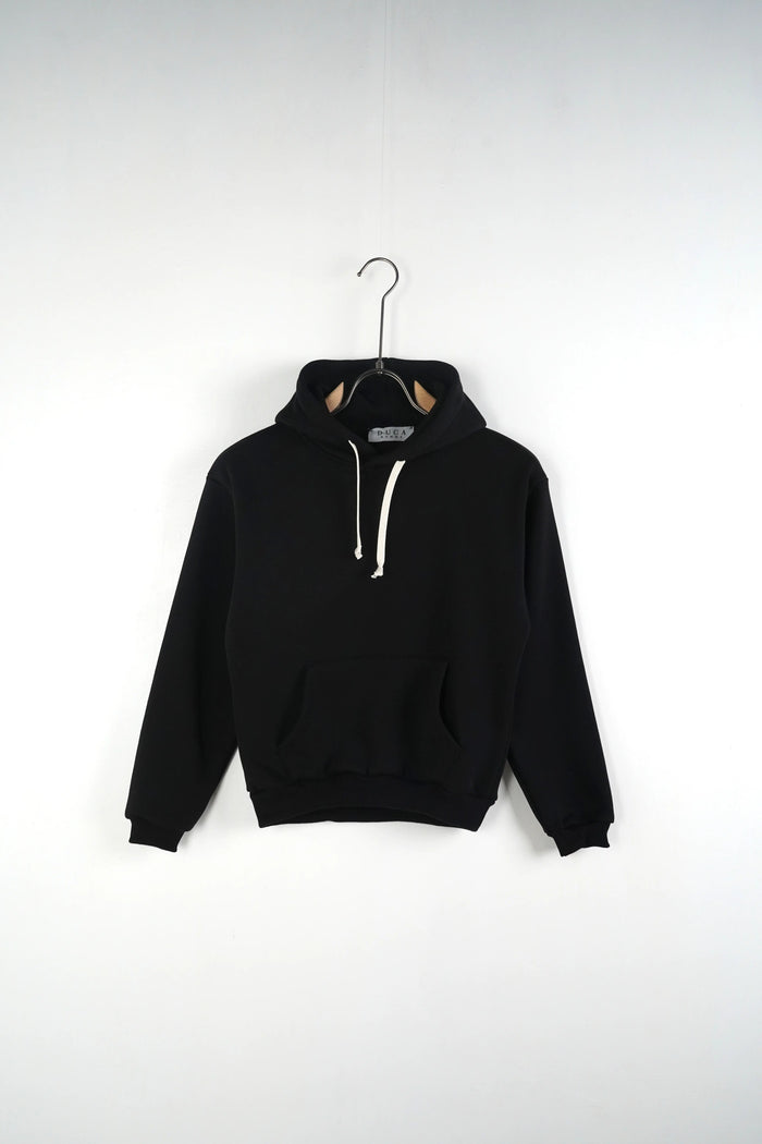 Felpa Duca Homme Bambino | Modello Classico con Cappuccio | Nero Duca Homme