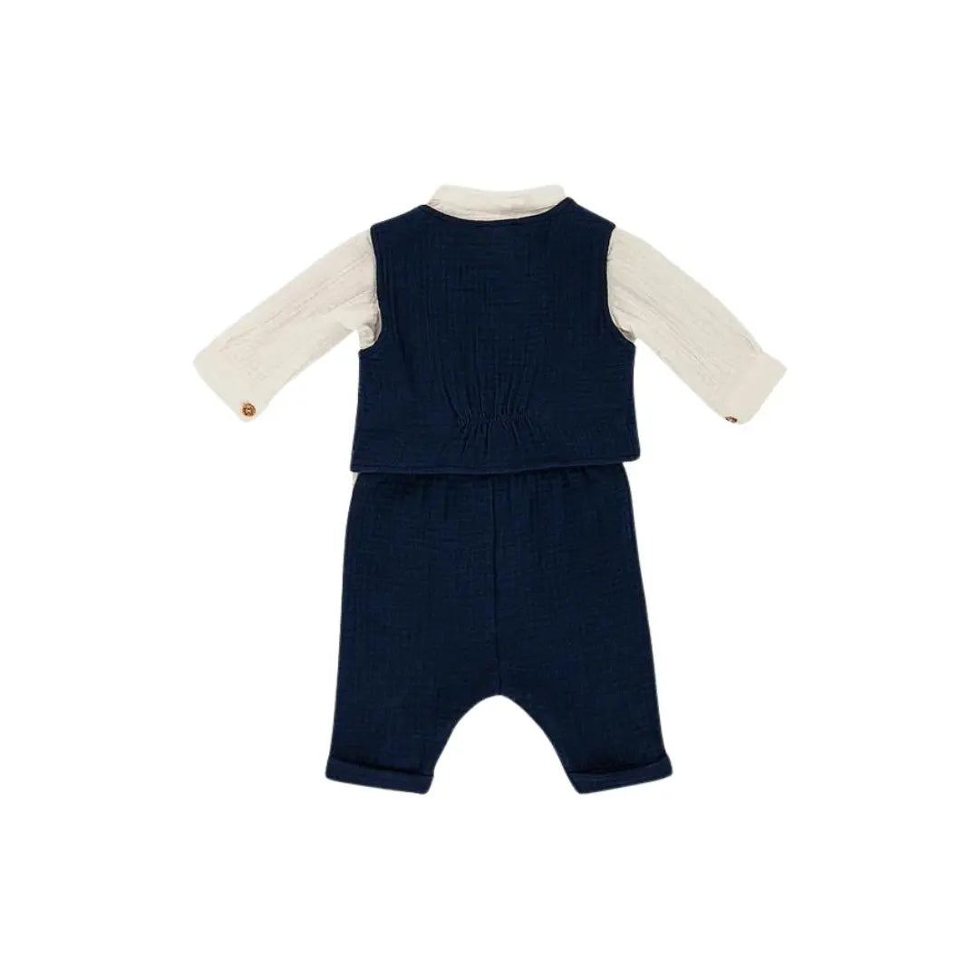 COMPLETO IN GARZA ECO CON CAMICIA E PANTALONI DA NEONATO LALALU' (8945821516116) (9669967118663)