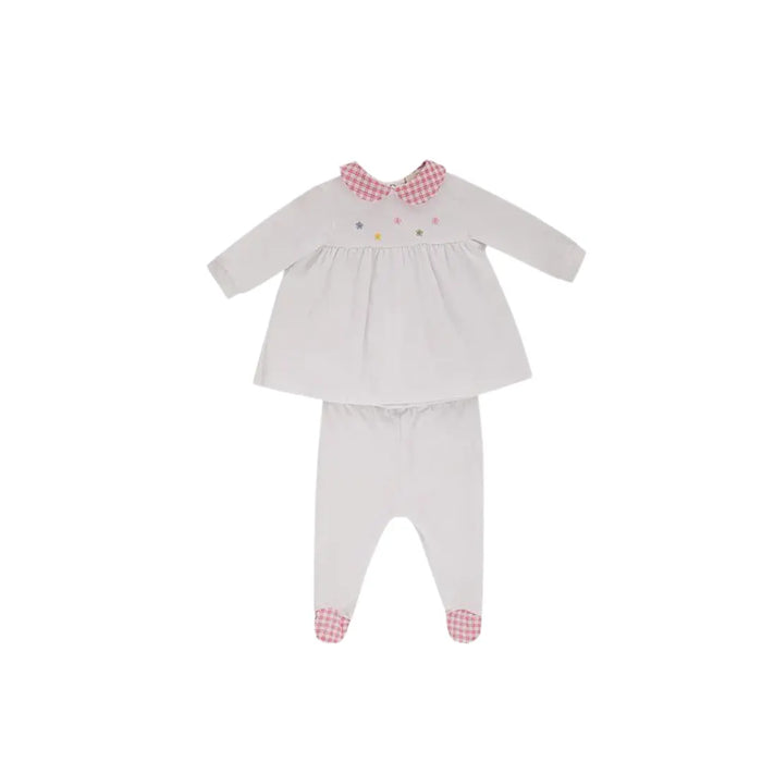 COMPLETINO IN JERSEY BIELASTICO CON DETTAGLI VICHY DA NEONATA LALALU' (8945798906196) (9669967348039)
