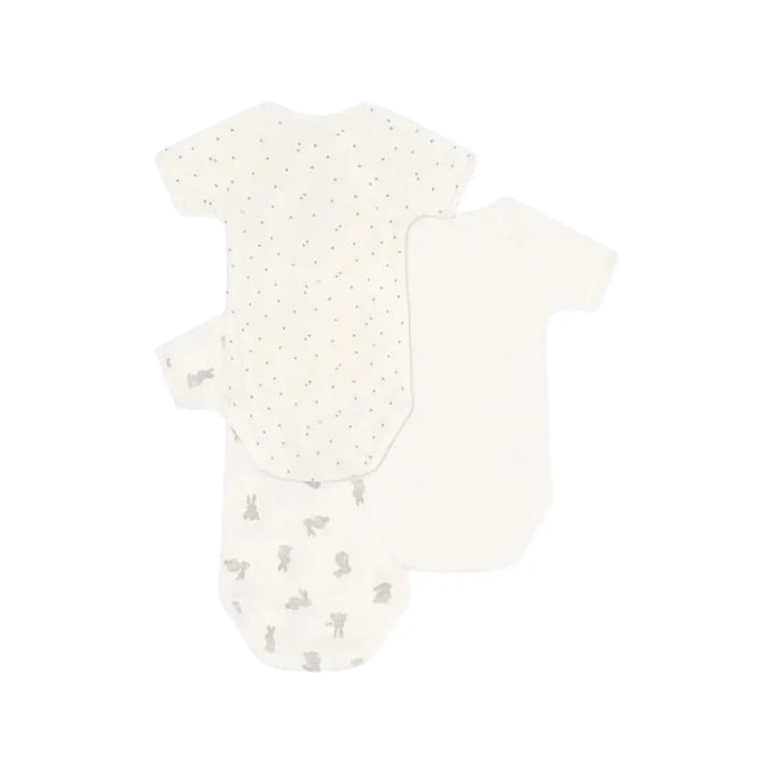 CONFEZIONE DA 3 BODY INCROCIATI A MANICHE CORTE CONIGLI IN COTONE PETIT BATEAU (8865231602004) (9670051987783)