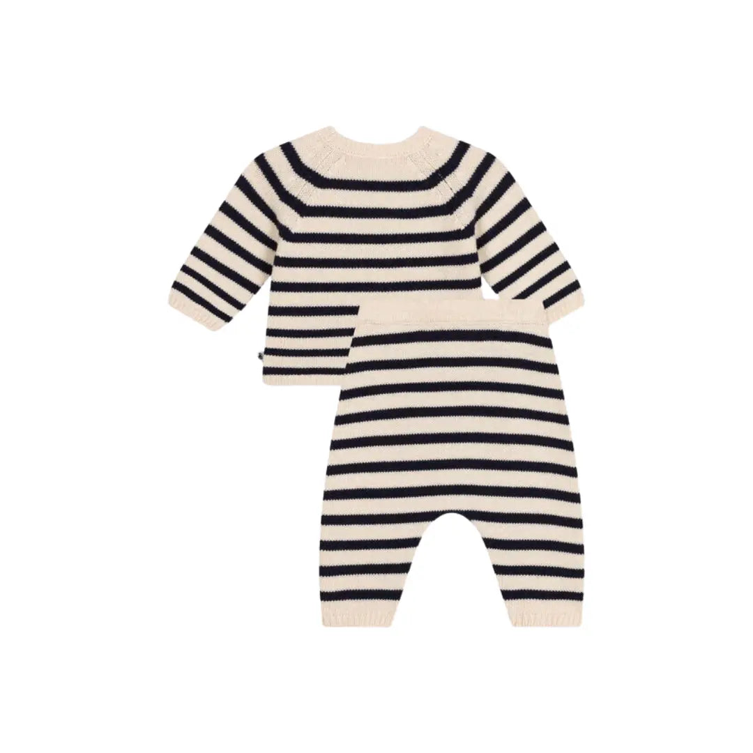 COMPLETO IN TRICOT DI LANA E COTONE A RIGHE MARINIÈRE PER BEBÈ PETIT BATEAU (8853735342420) (9670054641991)