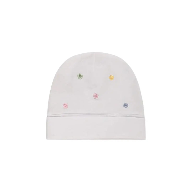 CAPPELLINO IN JERSEY BIELASTICO CON RICAMO COLORATO DA NEONATA LALALU' (8945754997076) (9669967839559)