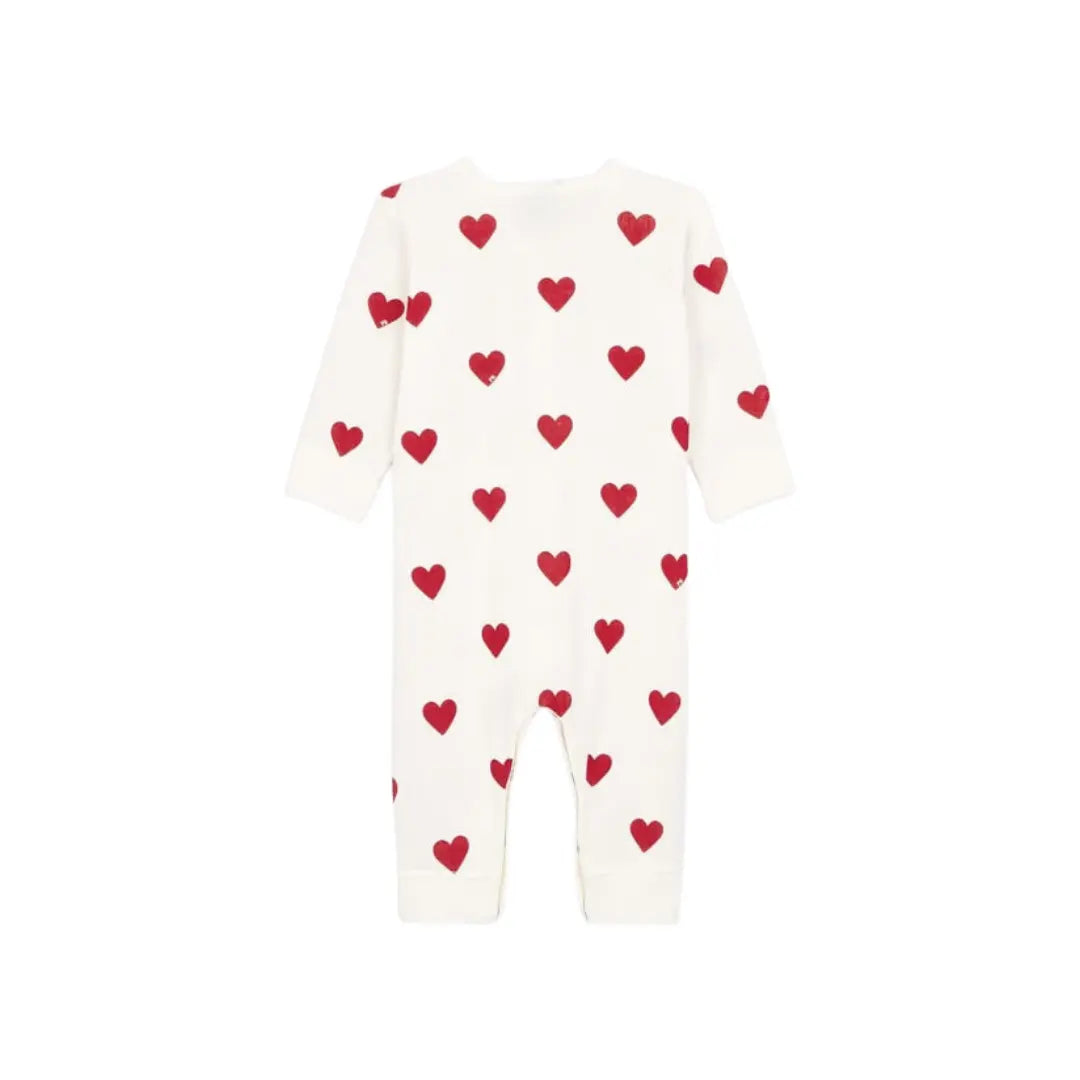TUTINA PIGIAMA SENZA PIEDI BEBÈ IN COTONE MOTIVO CUORE PETIT BATEAU (8853568782676) (9670056214855)