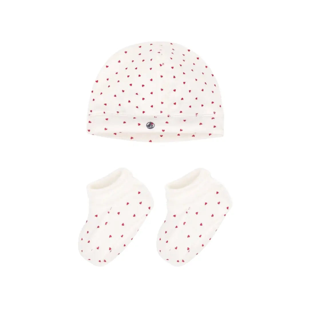 SET CAPPELINO E SCARPETTE DA CULLA CUORI PETIT BATEAU (8853766209876) (9670054478151)