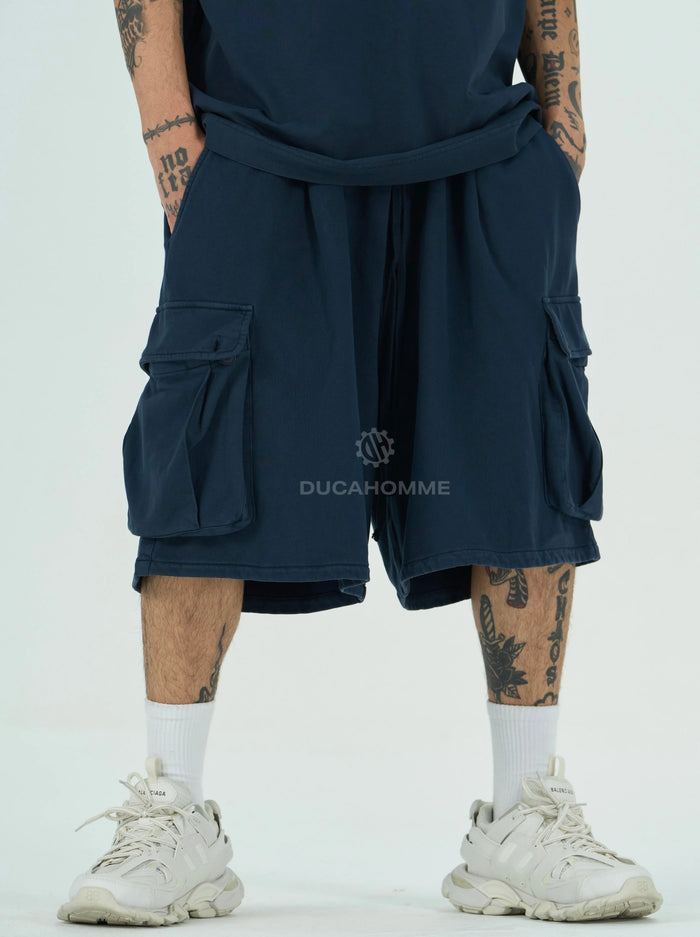 Pantaloncini Cargo Duca Homme Slavati Blu Duca Homme