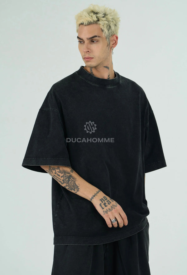 T Shirt Duca Homme Uomo Nera Slavata | Modello Oversize
