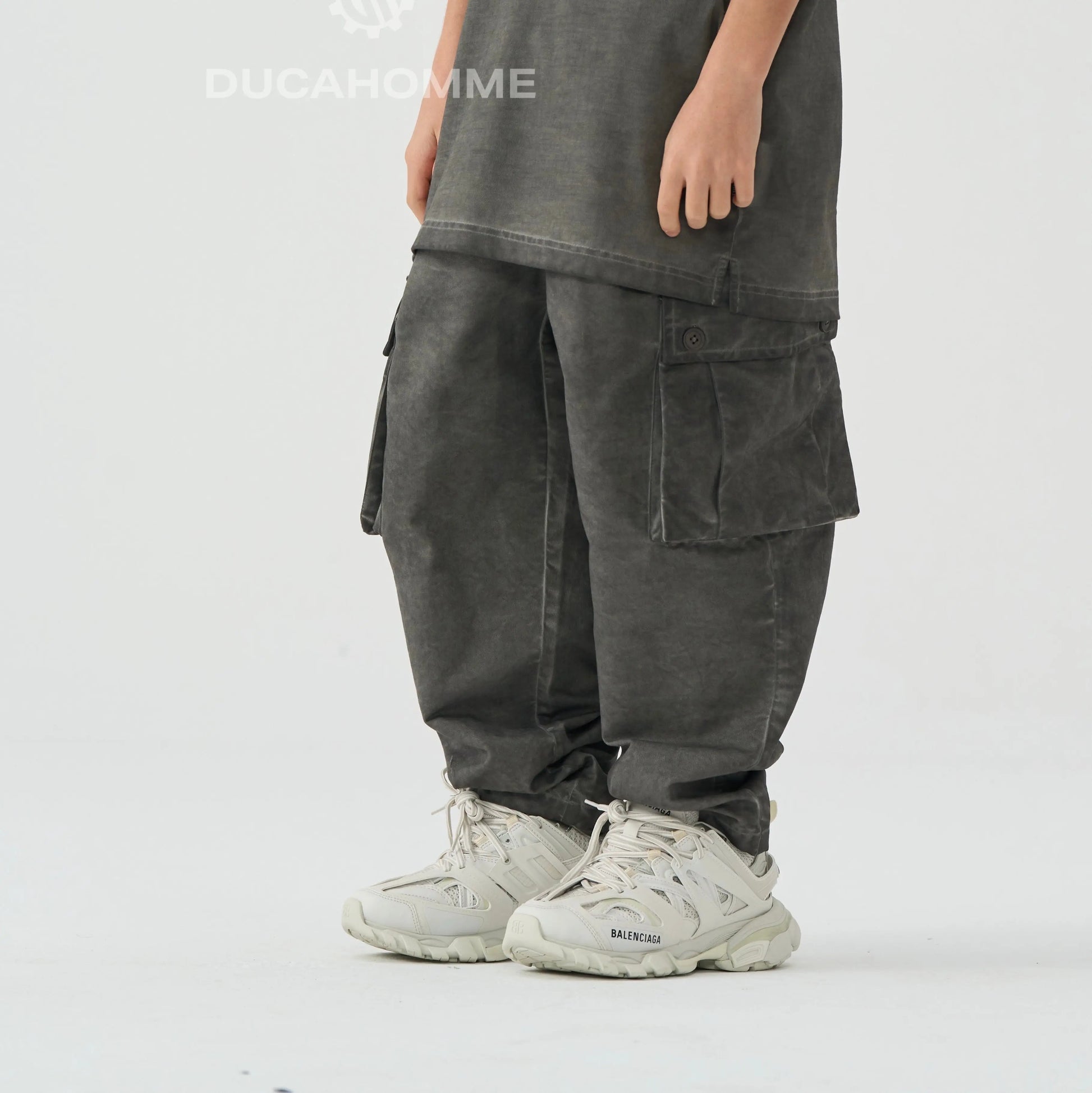 pantalone tasche lacci cargo grigio bambino duca homme 1